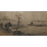Two large Chinese watercolours, each bearing label to reverse inscribed 'By Yen Hui',