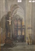 GERMAN SCHOOL, Regensburg (Ratisbon) Cathedral Interior, watercolour,