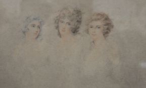 A 19th century print of Lady Elizabeth Townsend and Her Two Daughters,