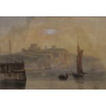 19TH CENTURY SCHOOL, Boats Leaving Dover Harbour with Castle Beyond, watercolour, unsigned,