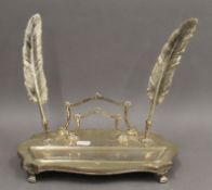 An unmarked silver inkstand. 8.4 troy ounces.