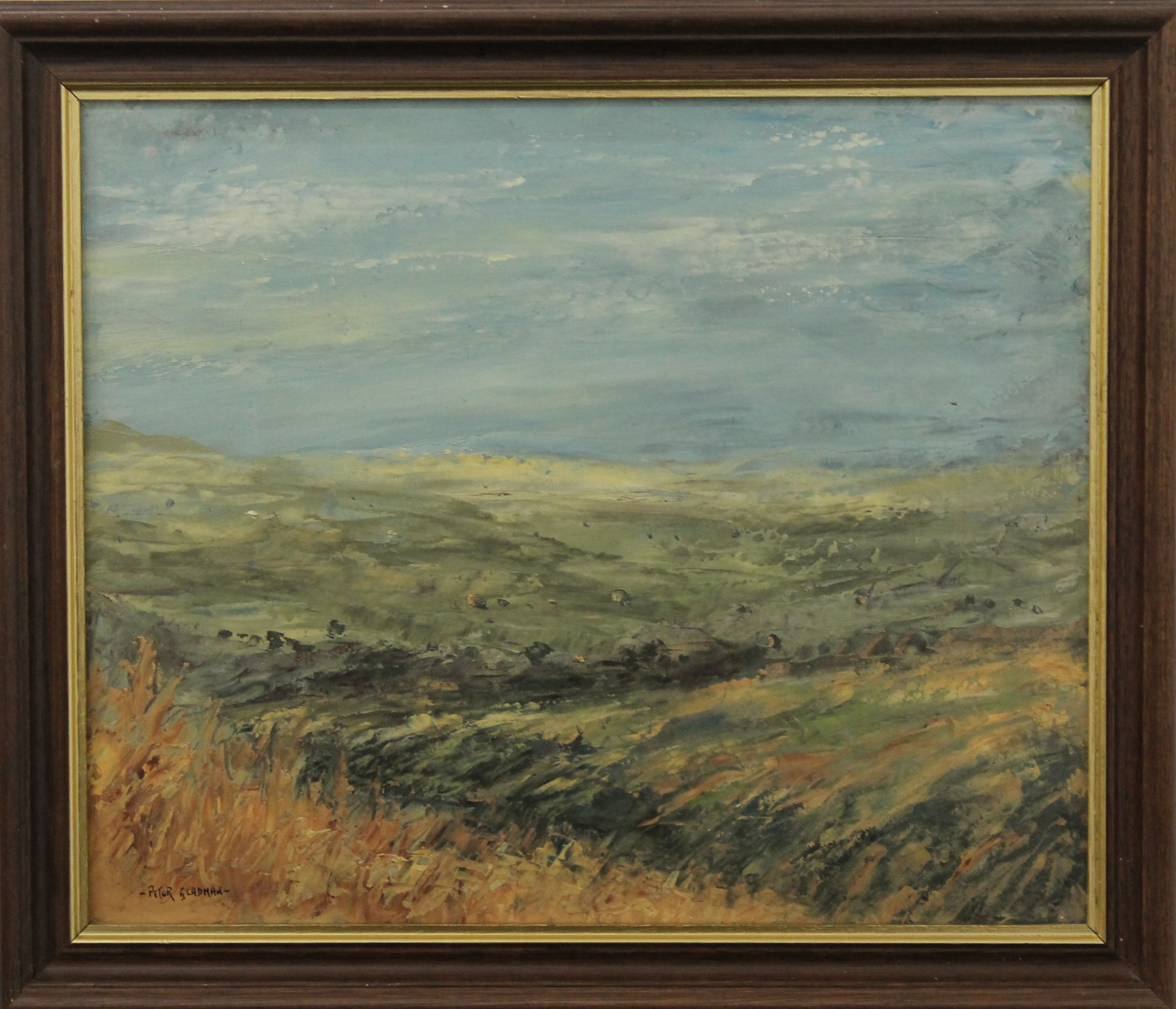 PETER GLADMAN, The Dales, oil on board, framed. 29 x 24 cm. - Image 2 of 4