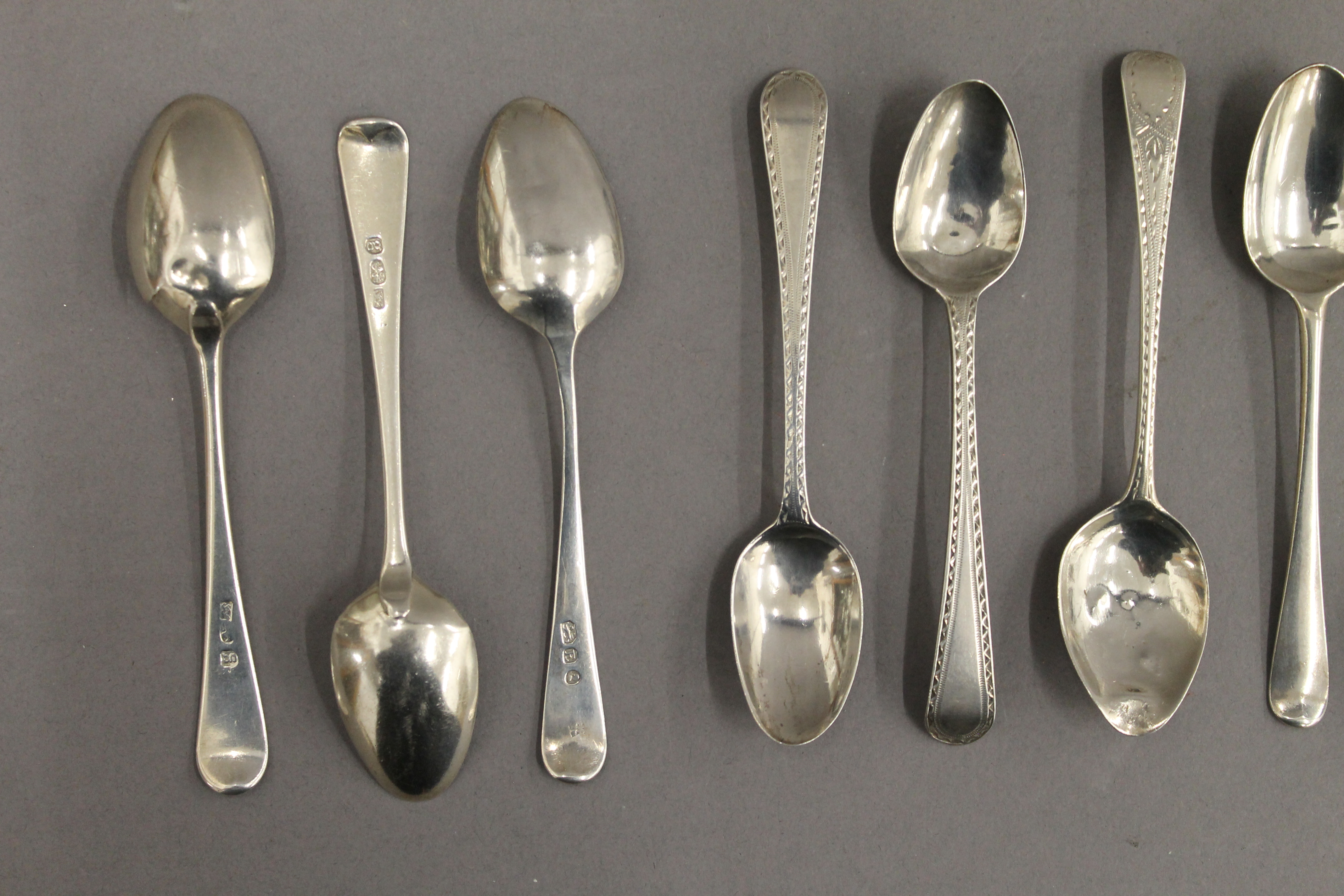 A quantity of silver teaspoons, including two Hester Bateman Hanoverian shell back teaspoons. 4. - Image 2 of 3