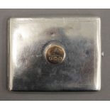 A silver cigarette case. 9.5 cm wide. 4 troy ounces.