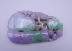 A large lilac jade pendant. 10 cm high.