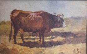 ANTON SCHRODL (1820-1906) Austrian, Portrait of a Cow, oil on board, signed with initials A.