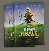 Two 2015 Jump Finale souvenir race cards, signed by A P McCoy (Sir Anthony McCoy).