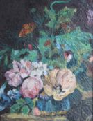 Still Life of Flowers, impasto oil on board, unsigned, framed. 32.5 x 43 cm.