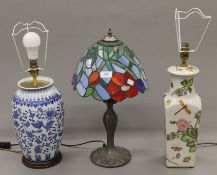 Three various table lamps.