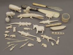 A collection of late 19th/early 20th century ivory items