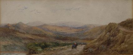 R MEADOWS, Figures on a Mountain Pass, watercolour, signed and dated 1879, framed and glazed. 23.