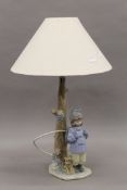 A Lladro table lamp. 47 cm high including shade.