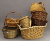 Nine wicker baskets. The largest 60 cm wide.