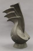 An abstract bronze sculpture. 42 cm high.