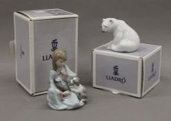 Two boxed Lladro figures, Polar Bear and Cat Nap.