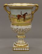A Coalport porcelain vase commemorating the bi-centenary of the St Leger,