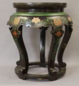 A Chinese cloisonne topped lacquered stand. 53 cm high.