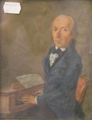 GERMAN SCHOOL, Musician, oil, inscribed to reverse, framed and glazed. 14.5 x 18.5 cm.