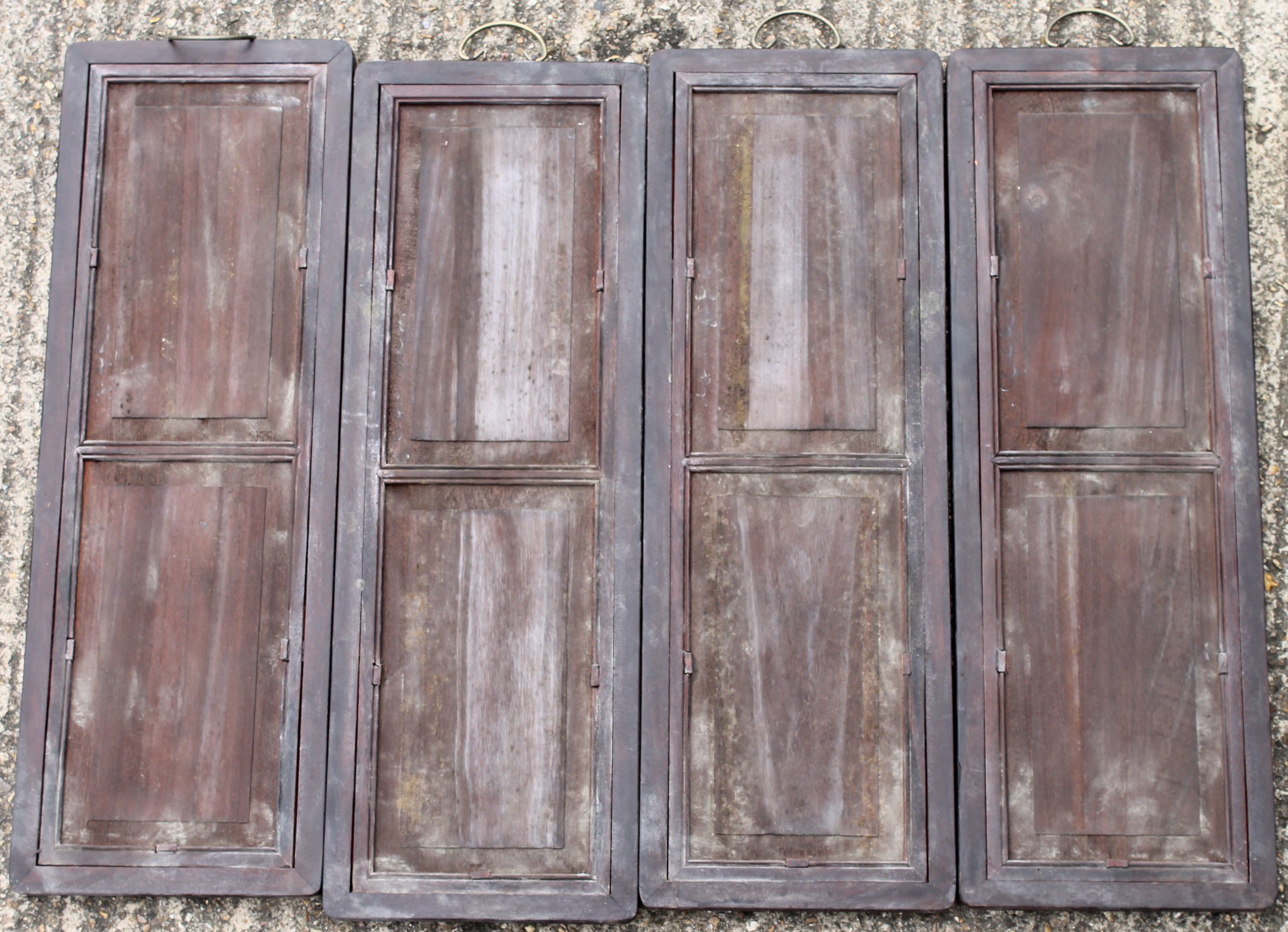 A set of four framed Chinese porcelain plaques. 27 x 80 cm. - Image 2 of 2