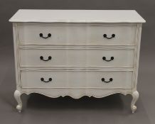 A modern white painted chest of drawers. 120 cm wide, 93 cm high, 51 cm deep.