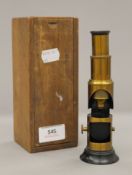 A Victorian boxed field microscope. The box 18 cm long.