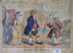 THOMAS ROWLANDSON, A Visit to the Doctor, satirical print, framed and glazed. 36.5 x 26 cm.