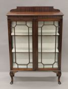 An early 20th century mahogany glazed display cabinet. 91 cm wide, 130 cm high.