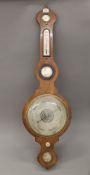 A 19th century mahogany banjo barometer inscribed James Kirby St Neots. 105 cm high.