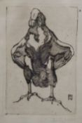 PAUL JOUVE (1878-1973) French, Vulture, etching, signed in pencil to margin, framed and glazed.