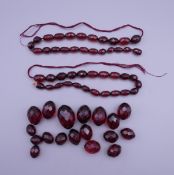 A string of faceted beads.