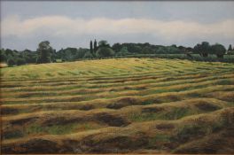 LINDA RAMSAY (20th/21st Century) British (AR), The Last of the Hay, Brampton, oil on canvas,