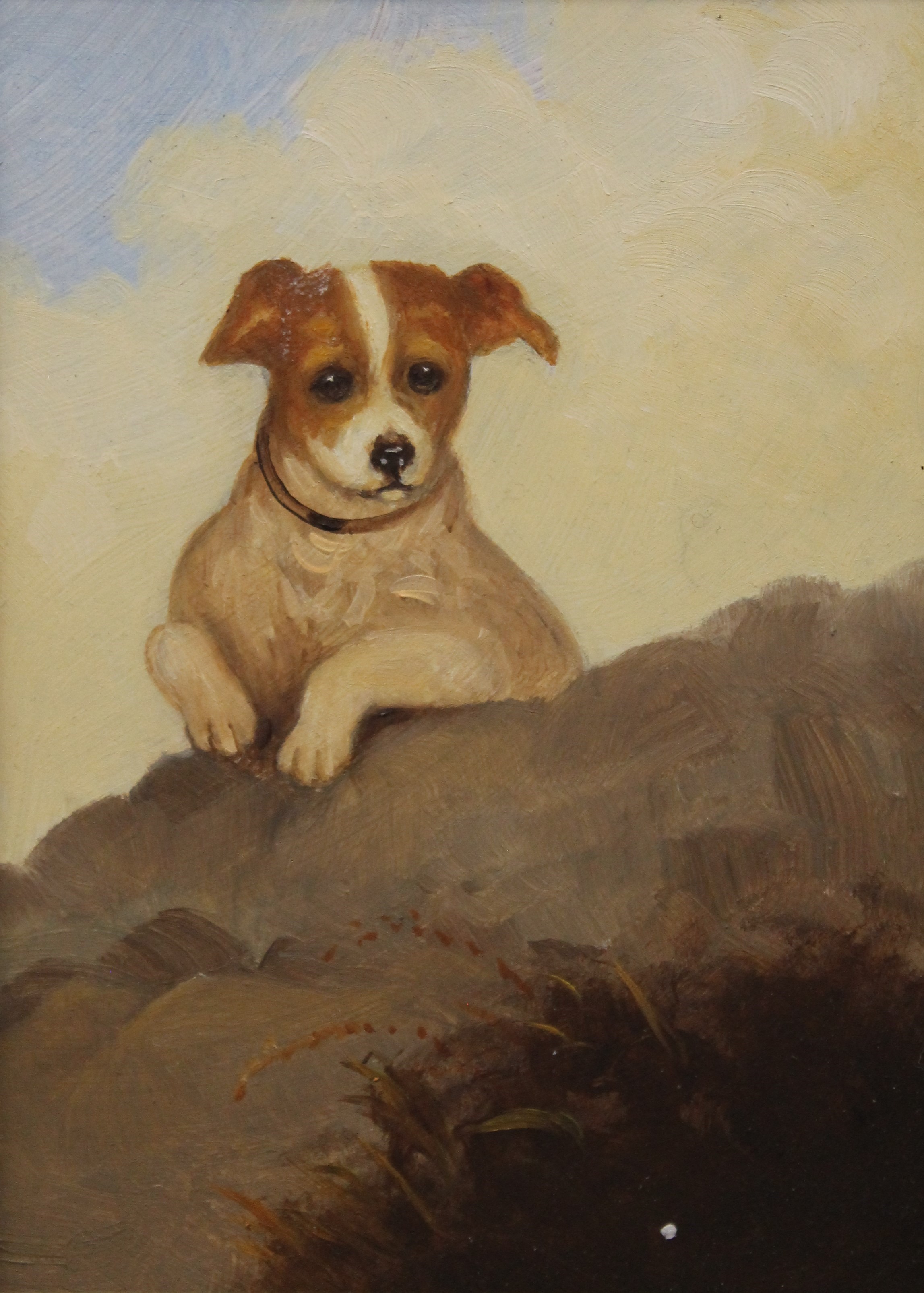 A pair of oils on board, Dogs, framed. One 19.5 x 14.5 cm, the other 14 x 19 cm. - Image 3 of 4