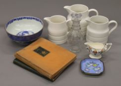 A box of miscellaneous, including porcelain, books, etc.