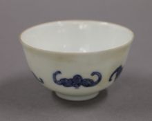 A Chinese blue and white porcelain tea bowl.