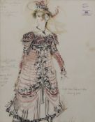 Stage Costume Design, watercolour, indistinctly signed, with annotations for 'The Prince Regent,