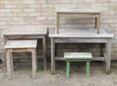 Four various garden tables