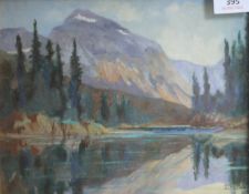 D MEEVOY, Jacques Lake British Columbia, oil on canvas, signed, framed and glazed. 26 x 21 cm.