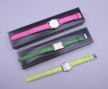 A ladies Lorus wristwatch and two ladies Gossip wristwatches.