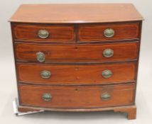 A 19th century mahogany bowfront chest of drawers. 109 cm wide.
