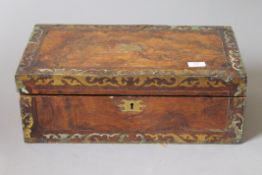 A 19th century brass inlaid writing slope. 50.5 cm wide.