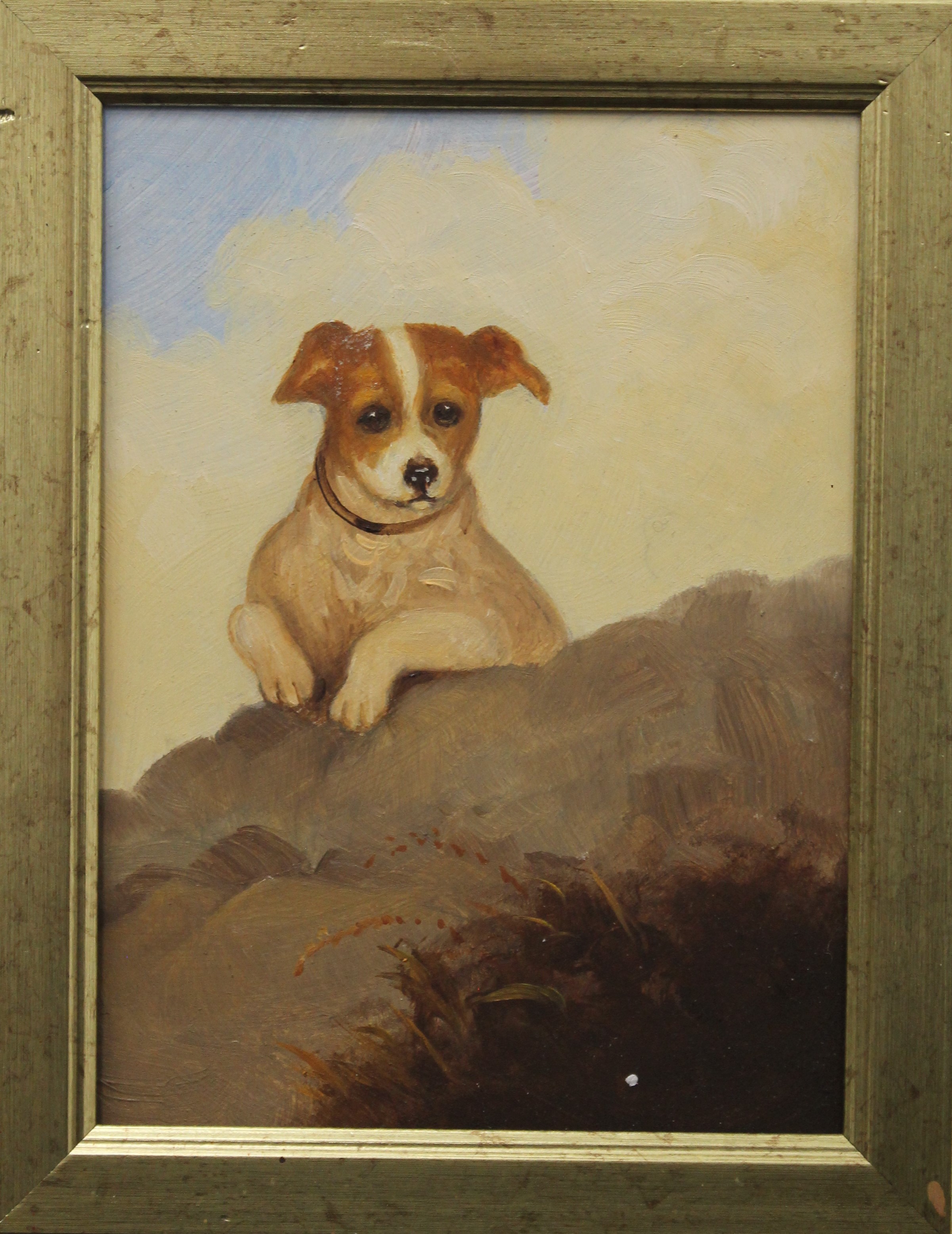 A pair of oils on board, Dogs, framed. One 19.5 x 14.5 cm, the other 14 x 19 cm. - Image 4 of 4