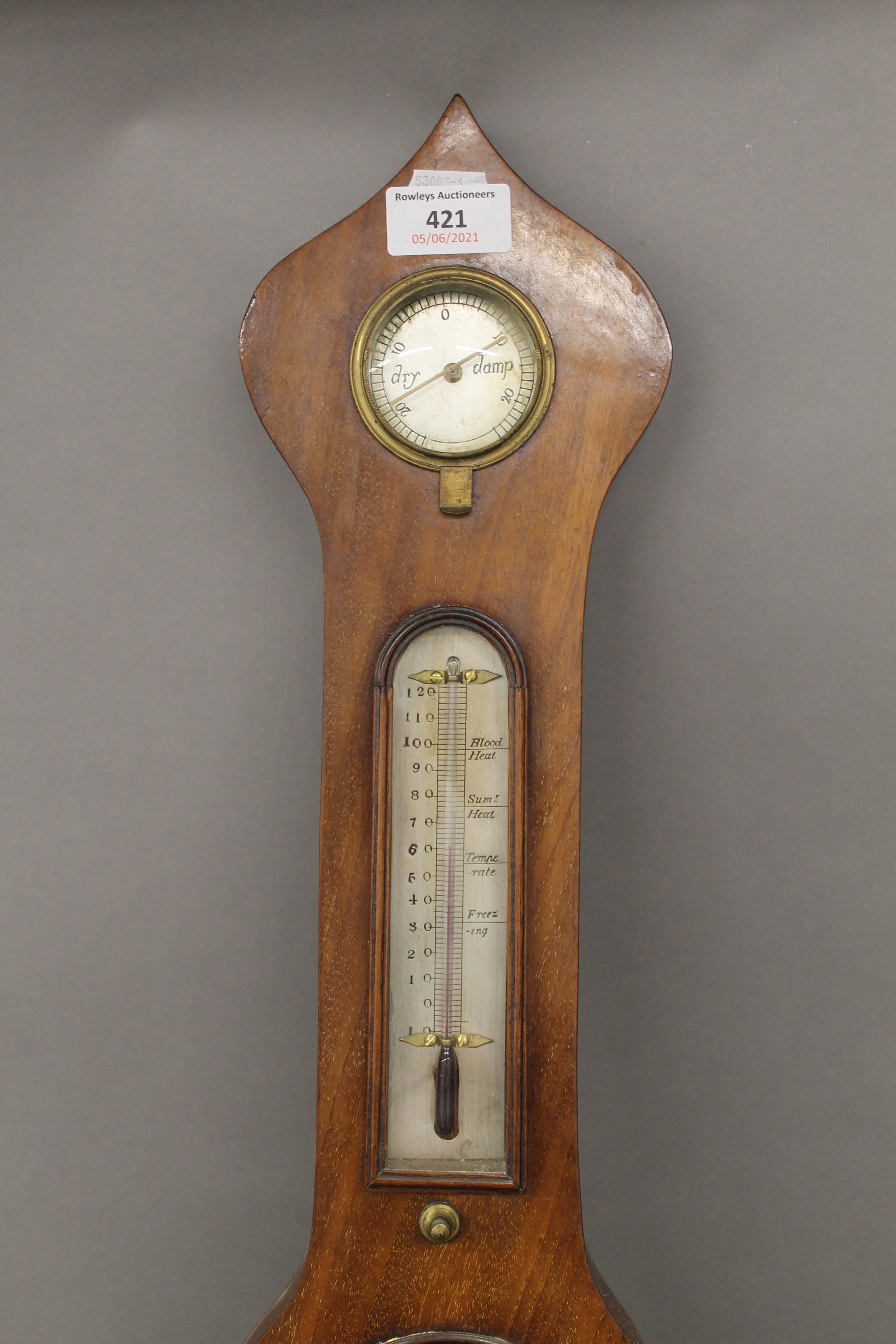 A 19th century mahogany banjo barometer inscribed James Kirby St Neots. 105 cm high. - Image 2 of 8