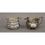 Two silver jugs. The largest 9 cm high. 11.1 troy ounces.