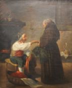 CONTINENTAL SCHOOL (19th century), The Monk and the Peasant, oil on canvas, framed. 48.5 x 59 cm.