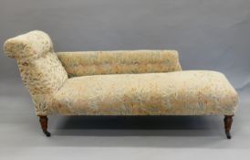 A Victorian upholstered chaise lounge. 180 cm long.