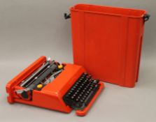 A 1970's Olivetti Valentine typewriter, complete with cleaning kit.