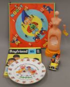 A 1965 edition of Boyfriend and a small quantity of children's toys,
