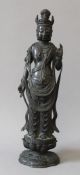 An 18th/19th century Chinese bronze figure of Guanyin. 37 cm high.