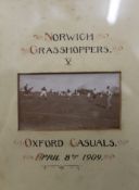 Original photographs Norwich Hockey 1909, Grasshoppers versus Oxford Casuals,