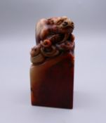 A dog-of-fo soapstone seal. 6.5 cm high.